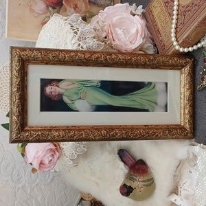 Vintage Art Deco Lady Frame Gold Frame Woman Picture Print Gallery Wall Decor